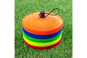 FORZA Near Flat Training Marker Cones [10 färger] | 50-pack med 23 cm breda, ultra-hållbara koner – perfekt för fotboll, rugb
