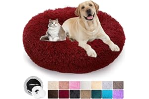 MCPTSN Puppy Love Panier Chien Chat, Panier pour Chien Dehoussable, Coussin Chien Apaisant Lavable, lit Comfy pour Petit Moyen Grands Chiens, Doux et Moelleux (3XL：100cm, Rouge)