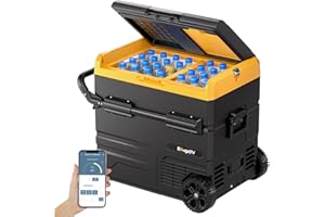 BougeRV CR 55 litres Glacière à Compression, Frigo Voiture avec Double Zone(-22℃~10℃), 12/24V DC &110-240V AC Glaciere Voiture, Frigo Compression 12v, pour Voiture, Camping, Voyage
