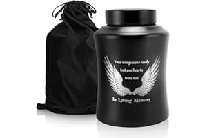 Pilipane Urna per ceneri umane, scatola decorativa per ceneri umane, per adulti, maschi e femmine, urna funeraria, grande urna funeraria in acciaio inossidabile (pignone nero, M)