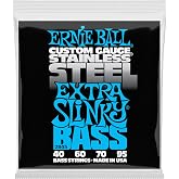 Ernie Ball Ekstra Slinky Paslanmaz &Ccedil;elik Elektrik Bas Telleri, &Ouml;l&ccedil;&uuml; 40-95