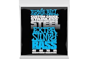 Ernie Ball Extra Slinky - Cuerdas para bajo eléctrico, acero inoxidable, calibre 40-95