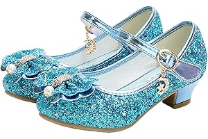 YOSICIL Mädchen Prinzessin Schuhe ELSA Schuhe mit Absatz Anhänger Kristall Schuhe Partei Glitzer Pumps Festliche Schuhe Karneval Party Fasching Kostüm Zubehör Schuhe