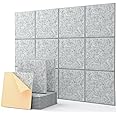 Soundproofing Panels Self-Adhesive Square Acoustic Panels 12 Pack Sound Proofing Panels High Density Acoustic Wall Panels for Home Decoration, Studio, Beveled Edge Sound Absorbing Panels 12"×12"×0.4"