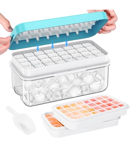 Eiswürfelmaschine Mit Druckfunktion - 48 Würfel, BPA-frei, Weiß, Mit Schublade & Aufbewahrung
