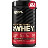 Optimum Nutrition Gold Standard 100% Whey Protein Powder, 620g | Double Rich Chocolate, 20 Servings, 24g Protein, BCAA,Low Su