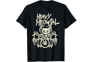 BLACK DEATH METAL ROCK BAND REGALO DEL BATTERISTA Heavy Metal Gato Baterista Batería Tambores Drummer Cat Camiseta