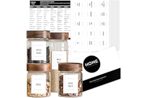 180 Kitchen Pantry Labels for containers, v2croft Preprinted Black Text on White Matte Vinyl Food Name Stickers,Organization Labels for Jars Canisters & Storage Bins(Water Resistant)