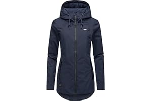 Ragwear Damen Übergangsjacke leichte Jacke Kurzmantel mit Verstellbarer Kapuze Zuzka XS-6XL