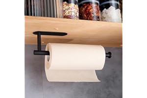 ANHORTS Portarrollos Cocina, Portarrollos Cocina Adhesivo Acero Inoxidable, porta Rollos Papel Cocina, Soporte Rollo Papel Cocina Pared para Cocina y Baño (Negro)