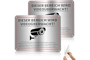 SVALOR 2 Stk Dieser Bereich Wird Videoüberwacht Schild, Aluminium Schild Videoüberwachung Privatgrundstück, 20x15cm Schilder Kameraüberwachung mit Selbstklebend für Zuhause, Außen