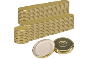 Oputec Lot de 200 couvercles à visser TO 82 dorés – Couvercles de rechange pour bocaux de conservation | Couvercles Twist Off hermétiques et adaptés à un usage alimentaire | Couvercles pour confiture