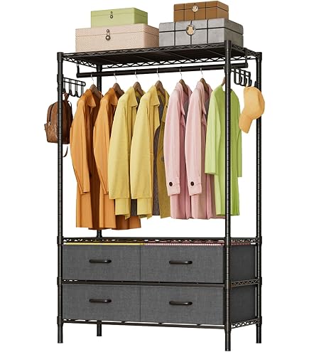 Portant À Vêtements Avec Étagère.porte-chaussures En Bois+acier