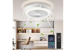 LITGLOBE Ventilador de Techo con Luz,50CM Lampara Ventilador Techo Silencioso,Ventiladores Tech𝐨 con Luz c𝐨n Mando a Distancia APP, Ventiladores de Tech𝐨 c𝐨n 6 Velocidades,Reversible,3 Colores Regulable