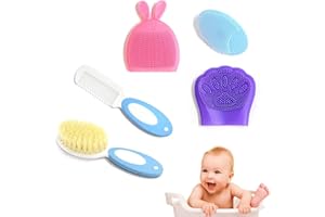CQQNIU 5er-Pack Neugeborenen-Bürsten- und Kamm-Set, Baby-Kleinkind-Körperseife und Kamm, Kunststoff mit weichem, feinem Haar