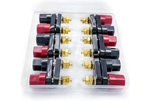 Lewttyer 4 mm Kupfer 2-Wege-Bananenbuchse Steckverbinder Lautsprecherverstärker Video Anschlussklemmen Dual vergoldete isolierte Klemmen (6 Stück