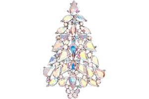 Ever Faith Women's Sparkle Rhinestone Crystal Christmas Tree Brooch Xmas Lapel Pins