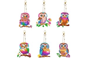 AZURAOKEY Blue Owl 5D Diamond Painting Portachiavi Mosiac Portachiavi a doppia faccia Diamante Art Portachiavi Ornamenti da appendere