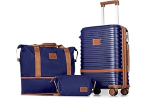 Joyway Set de Valise Voyage, Bagages ABS Set de Cabine, Valise Trolley Extensibles - 20 Pouces, roulettes à 360° et Verrou TSA Inclus 1 Sac et 1 Sac à Bandoulière