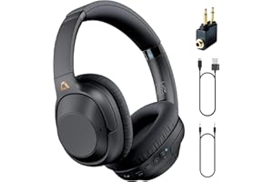 YMOO Over Ear Kopfhörer Bluetooth 5.2 Active Noise Cancelling für Flugzeug,75H HiFi Stereo Kopfhörer Kabellos Bluetooth mit Mikrofon, On Ear Kopfhörer für TV/PC/Handy/Tablet mit Flight Adapter