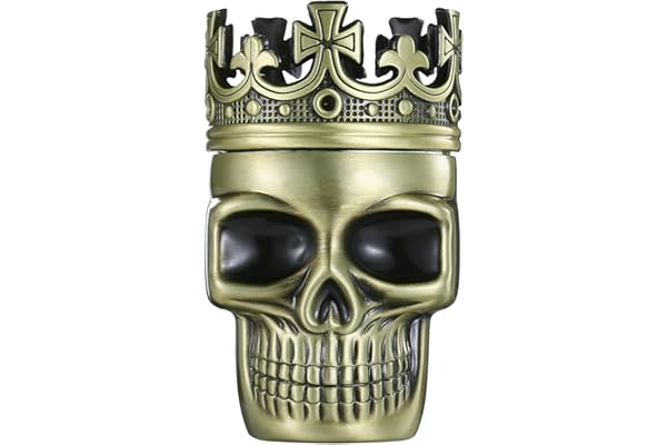 LIHAO Herb Grinder King Skull Ancien roi Crâne Broyeur à pollen pour épices, café, herbe, craeuter, épices (bronze)
