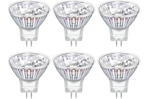 Blakapoo MR11 GU4 10W 12V Reflector Bulb, Dimmable Spotlight Bulbs 2 Pin Warm White 2700K, Fairy Spotlight Bulbs GU4 for Mini 35mm Recessed GU4 Bathroom Ceiling Lights, Landscape Lighting, Pack of 6