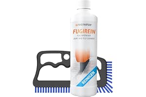 FUGINATOR® fogborste grå/blå inkl. fogrengöringsmedel 250 ml - fogrengöringsset - borste för rengöring av fogar i badrum, kök