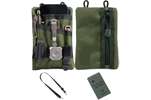 Bamyli EDC Pouch, torba na narzędzia, organizer EDC, mini portfel, kompaktowa torba EDC z tkaniny Oxford, 14,5 x 9,5 cm, mała torba na narzędzia EDC, z 5 kieszeniami na latarkę, notatnik (zielona)