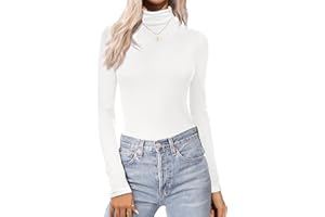 ZEAGOO Maglietta Maniche Lunghe Donna Collo Alto Basic Maglia Slim Fit Elasticizzata T-Shirt Tinta Unita Sottile Maglione Base Sottogiacca XS-XXL