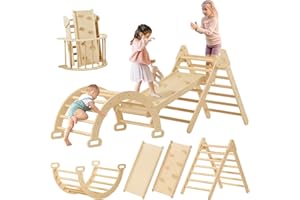 Tiny Lande Escalada Interior 3 en 1, triángulo de Escalada Triángulo, Juguete Plegable para niños pequeños, Juego de Escalada Montessori de Madera para 2 – 6 años