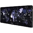 WAR HAMMER Large Extended XXL Gaming Mouse Pad with Non-Slip Rubber Base, Stitched Embroidery Edge Mouse Mat for Laptop, Mousepad Computer and Desk -90 x 40 x 0.3 CM - World Map