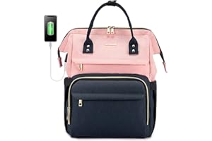 LOVEVOOK Zaino Porta PC Donna, Zaino Antifurto Impermeabile Donna, Zaino per Laptop Portatile 17 Pollici, Zaino per Viaggi Affari, Rosa e Blu scuro