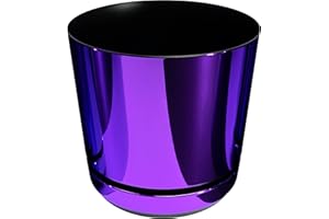 KORAD Blumentopf mit untersatzer - Muster 086 Glänzendes Lila - 26 cm - Pflanzkübel aus Hochwertiger Kunststoff - Dekorativer Topf für Pflanzen