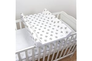 BABY COMFORT Baby Hard Base Changing Mat/Top Changer 70x50 cm fits 120x60 cm Cot Unisex Wedge Anti Roll Nappy Newborn Baby Waterproof Changing Mat with Raised Edges (Stars)