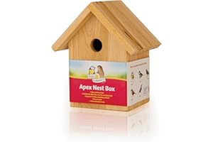 WALTER HARRISONS Walter Harrison's Wooden Apex Wild Bird House Garden Nest Box 32mm Hole