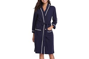 Vlazom Waffle Dressing Gowns Unisex Kimono Robe Cotton Lightweight Bathrobe for All Seasons Spa Hotel Sleepwear S-XXL