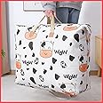 wolpin Non-woven Extra Large Size Underbed Storage Bag Waterproof (81 x 24 x 64 cm) - Zippered Closure & Handle Cow Print, Rectangular