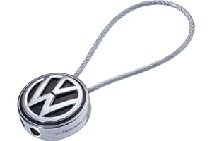 TROIKA Portachiavi con logo VW LOOP VOLKSWAGEN – Passante filo – Smaltato metallo pressofuso – Cromato – Nero Argento, argento, 70 x 27 x 12 mm, Moderno