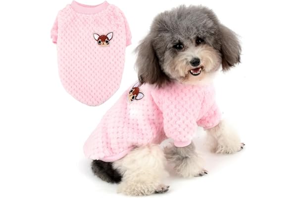 ZUNEA Pull pour Petit Chien/Chat Polaire Manteaux d'hiver Chaud Pull-Overs Animal de Compagnie Jumper Chiot Veste Chemise Sweat Vetement Chihuahua Yorkshire Rose S