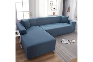 LHKXKKXX Sofabezug 2/1/3/4 Sitzer, Sofa überzug L U Form Ecksofa Stretch Sofa/Couch überzug, Universal Couchbezug, Sofa Cover Sofa überwurf Sofaschoner (L Form Ecksofa Erfordert Zwei),Lake blue,2 Seater