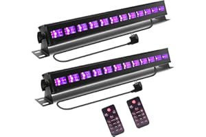 FODEXAZY UV Luz Negra LED Discoteca DJ Escena Lámpara DMX512 con Mando a Distancia Luces Escena Black Light para DJ Tarde Fiesta Cumpleaños Bar Club(2pcs UV)