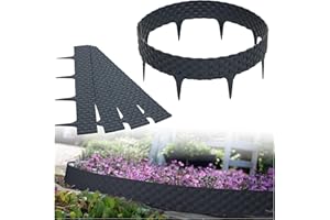 GARDENIX Rattan Rasenkante Kunststoff - Beetumrandung Rattanoptik, 3.2m Gartenpalisade Holz, Beeteinfassung Anthrazit, 4 Module, UV-beständig Beetzaun, Gartenpalisade Vielseitig Einsetzbar