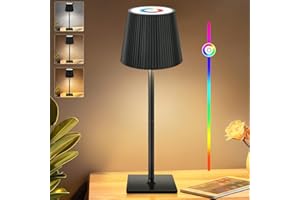 Riokko LED Tischleuchte Kabellos Touch Dimmbar RGB & 3 Farbtemperatur 5200mAh Nachttischlampe, USB-C Akku Tischlampe Aufladbar für Outdoor Nachttisch Esstisch Schreibtisch