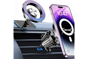 Coolpow for Magsafe Car Mount【20X N55 Magnets】Magnetic Phone Holder for Car Phone Holder Air Vent【360°】Mobile PHone Holder for car Accessories for iPhone 17 16 15 14 with Metal Ring, Fit MagSafe Case