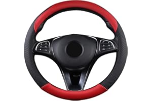 SFONIA Cubierta del Volante Fundas para Volante de Cuero Artificial Universal 37-38cm / 15" Antideslizante Transpirable Durable (Rojo)