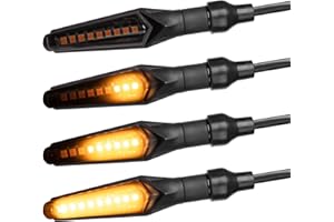 Simda Pro Indicatori Frecce LED Moto Omologate E Mark con Effetto Dinamico Design Nero Universale per Moto Quad ATV Lampeggiante Sequenziale Alta Luminosità Norma IP67 Impermeabile