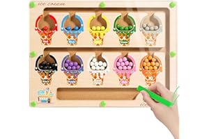 PQETBV Montessori Juguete Magnético,Laberinto Magnético Niños a de 2 3 4 5 6 años,Juego magnético de Helado para niños,Juegos educativos para Aprender a clasificar los Colores y a Contar