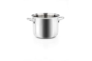 Barazzoni Pentola Ø24 cm, Made in Italy, capacità 7,5 lt, Acciaio Inox 18/10, Induzione+Gas. Triplo fondo. PFAS free. Linea Bonita