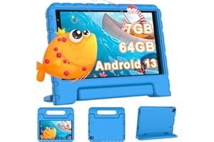 YESTEL Tablet para Niños 8 Pulgadas HD – Android con Control Parental, WiFi 6, 7GB RAM, 64GB ROM Expandible hasta 1TB, GPS, BT 5.0 – Funda EVA Antigolpes – Ideal para Juegos y Educación, Azul
