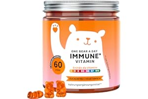 ‎BEARS WITH BENEFITS One Bear A Day Immune Vitamin Gummies – Mit Vitamin D, E, C, Vitamin B6, B12, Niacin, Biotin & Propolis-Extrakt – 60 Stück (2-Monate) – Vegetarisch, Zuckerfrei – Bears with Benefits